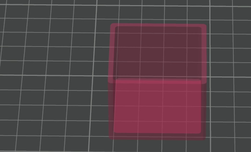 The outer box with the inner cutting rectangle centred inside it, shown translucent in Bambu Studio