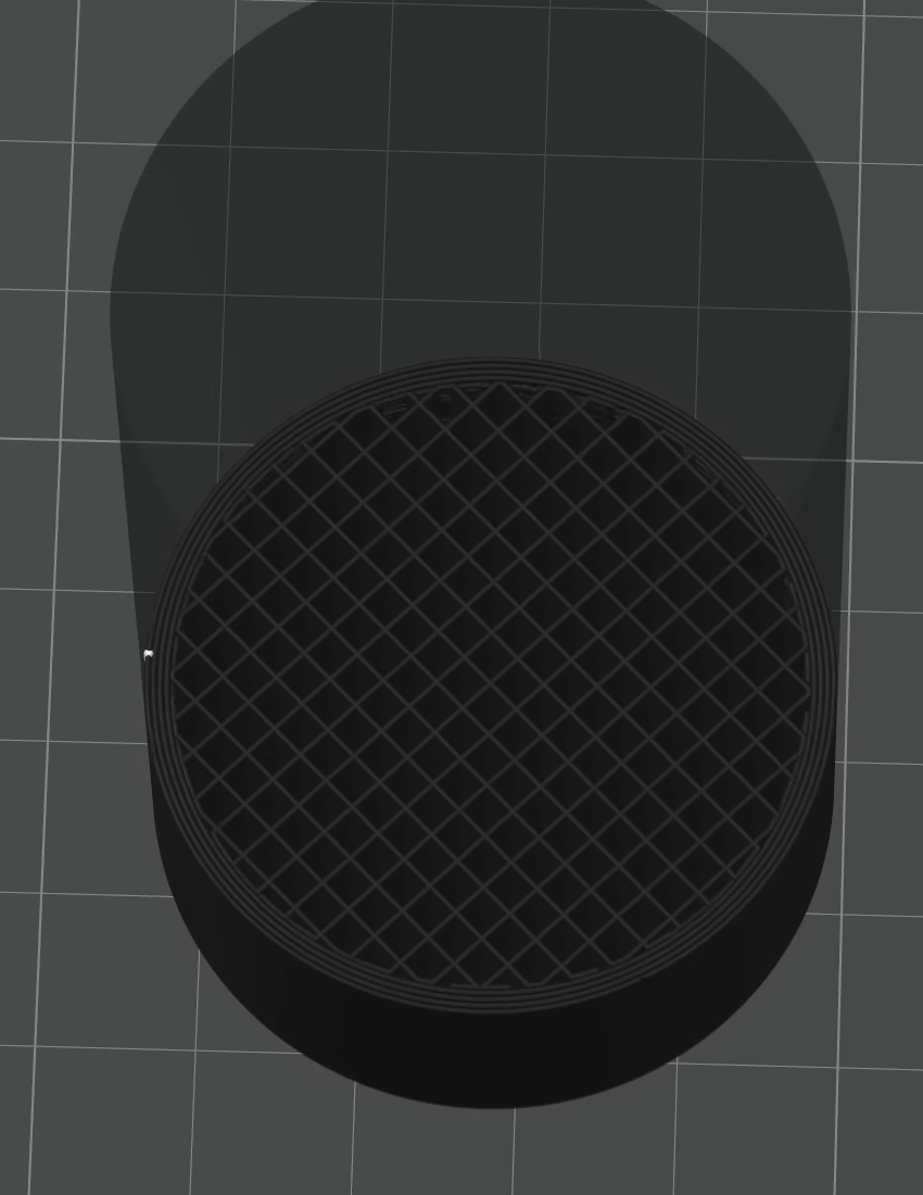 Sliced cylinder showing dense infill in the lower modifier region and sparse infill above it